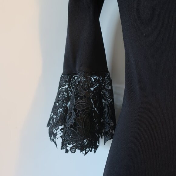 Women Sachin & Babi Black Crochet Lace Trim Peplum Off The Shoulder Dress M * - Picture 9 of 15